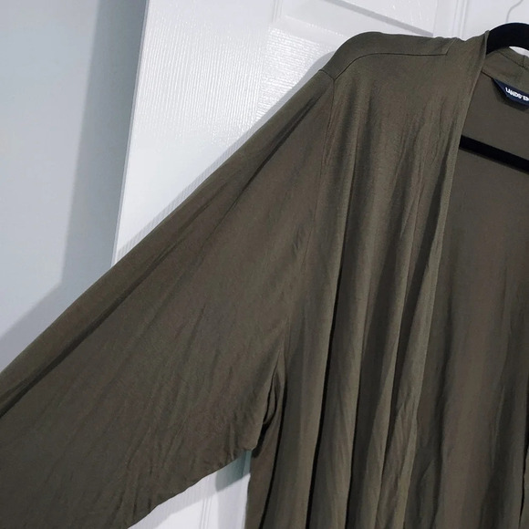 Lands' End Olive Green Open Front Long Sleeve Cardigan in Size 3X (24W-26W) - Picture 5 of 10